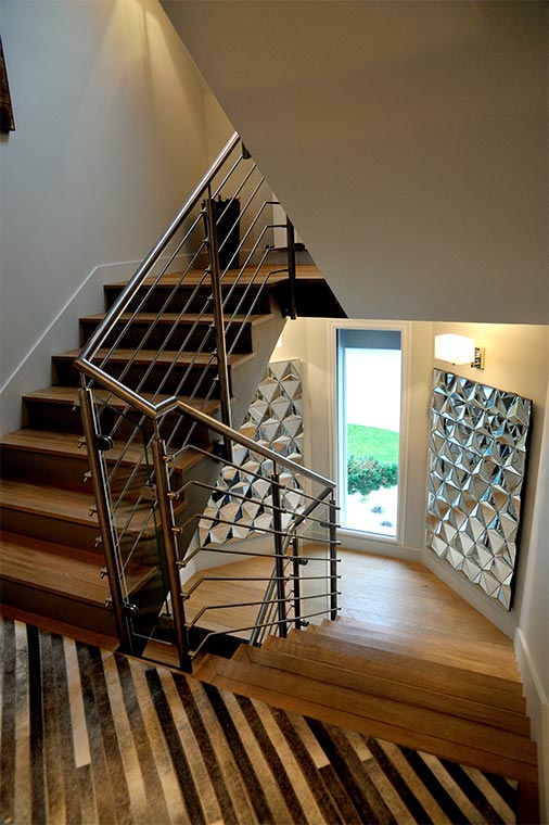 Rénovation escalier architecte parquet inox design